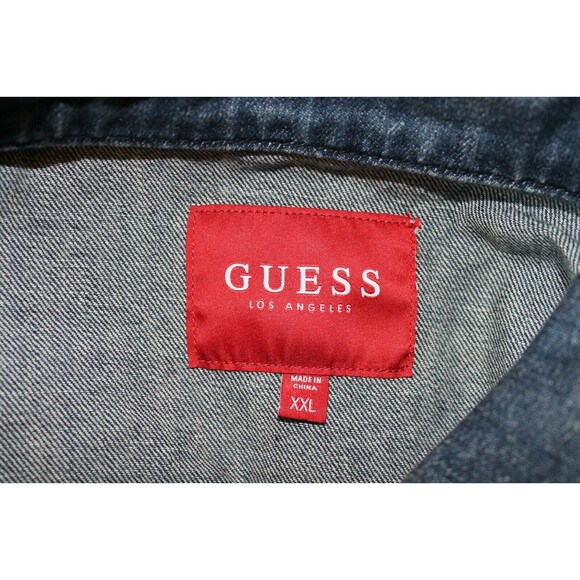 Guess Los Angeles Trucker Jean Jacket Denim Side Zip Sleeve Zip Womens Size XXL - Picture 6 of 8